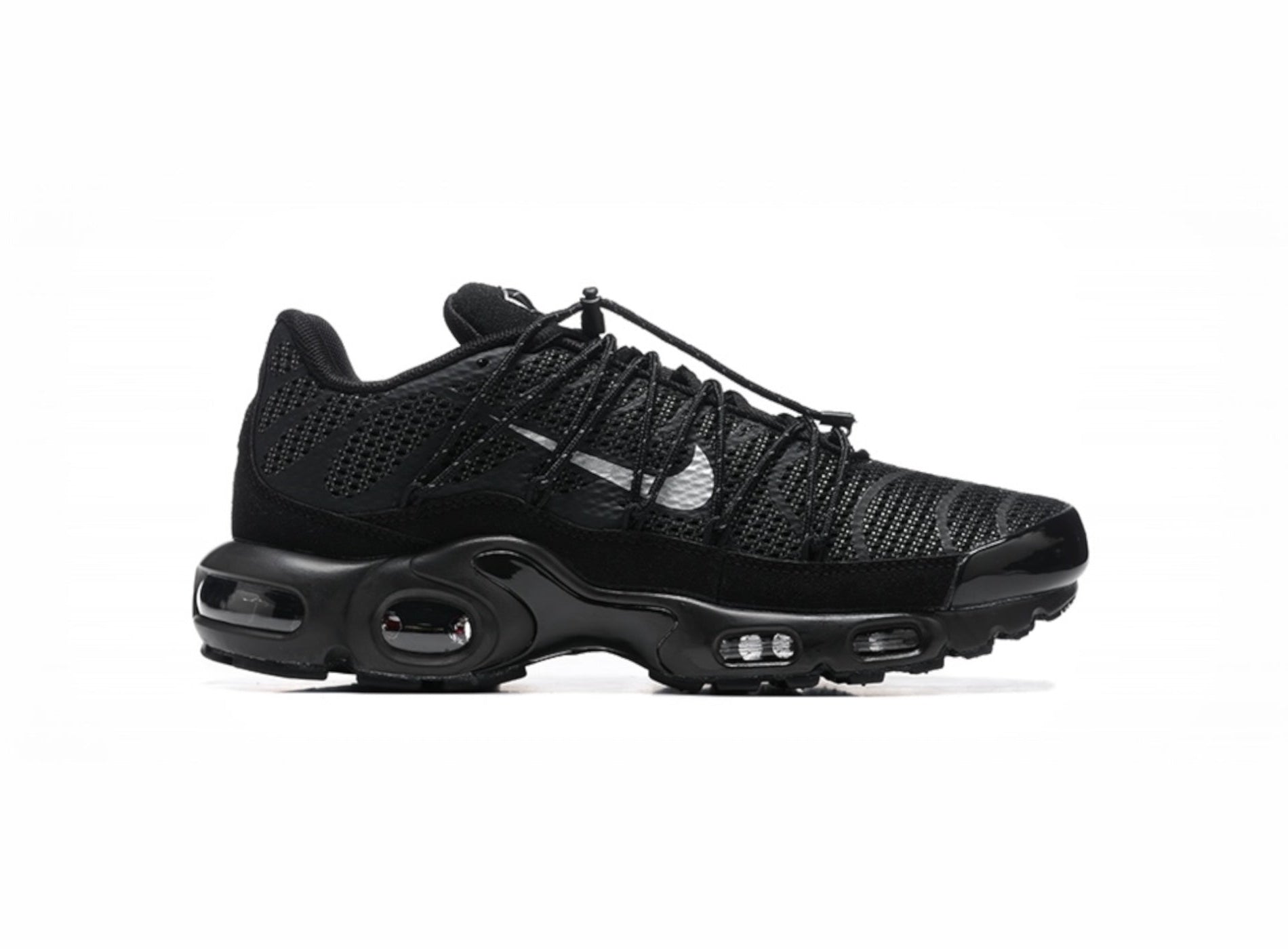 NIKE AIR MAX PLUS TN UTILITY TRIPLE BLACK WHITE LOGO